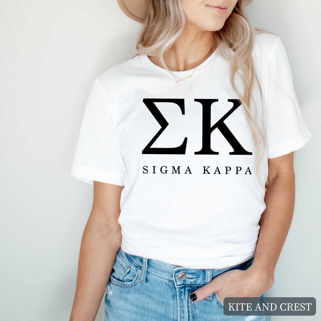 Block Letter Sorority T-Shirt Shirt Tee