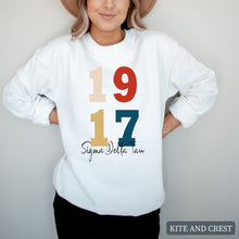 Load image into Gallery viewer, Sweatshirt | Colorful Year Crewneck Sweatshirt | Sorority Gift Idea
