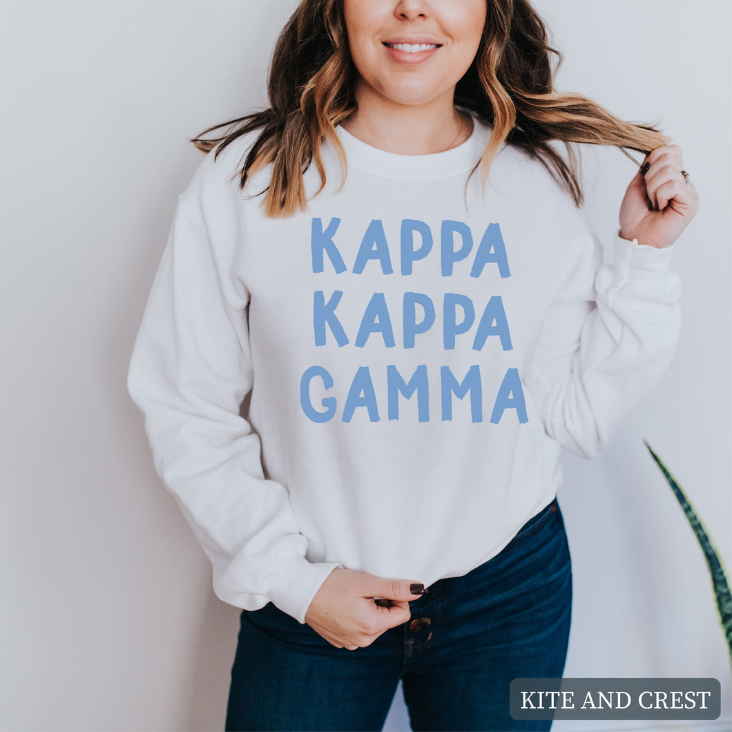 Blue Bubble Letter Sorority Crewneck Sweatshirt