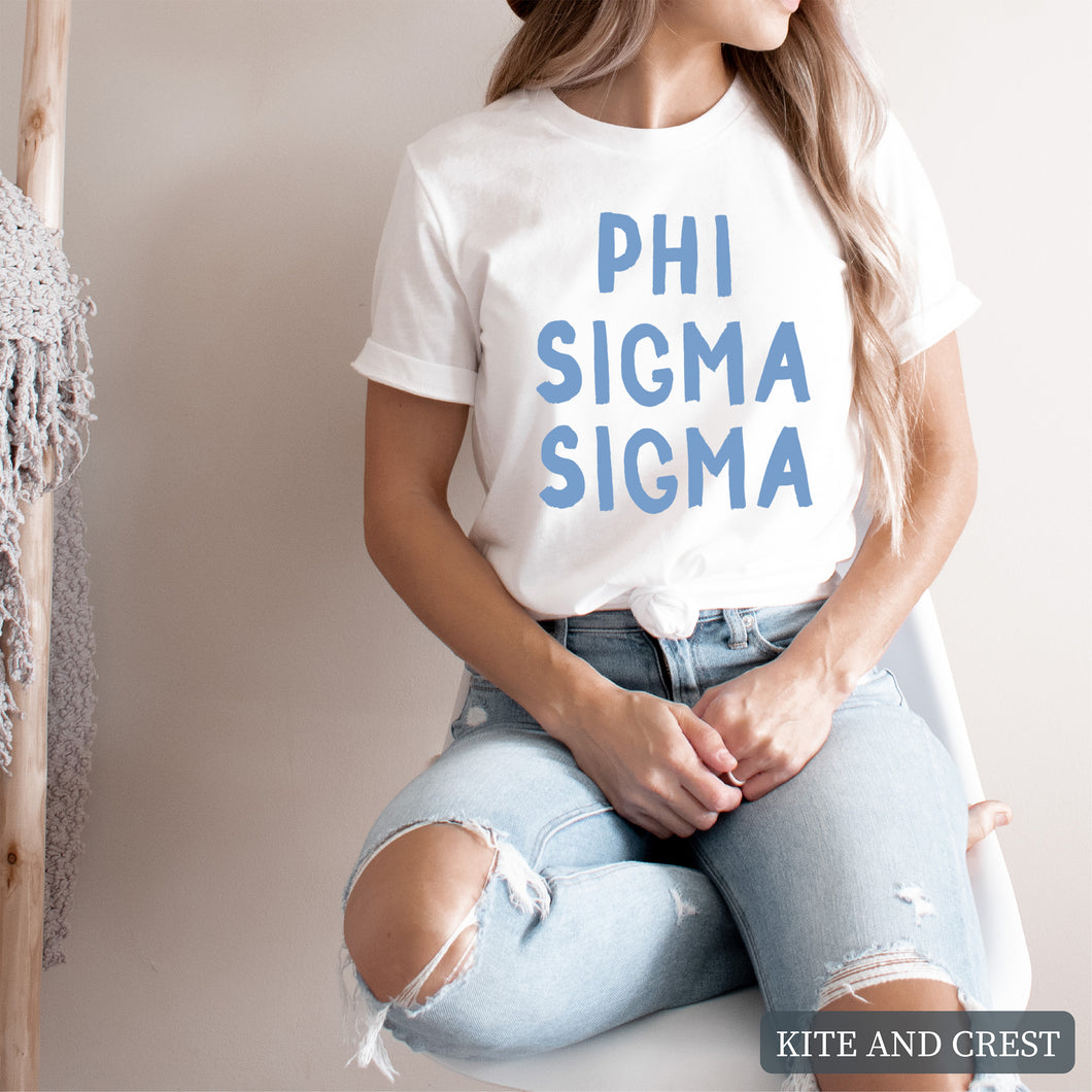 Blue Bubble Letter Sorority T-Shirt