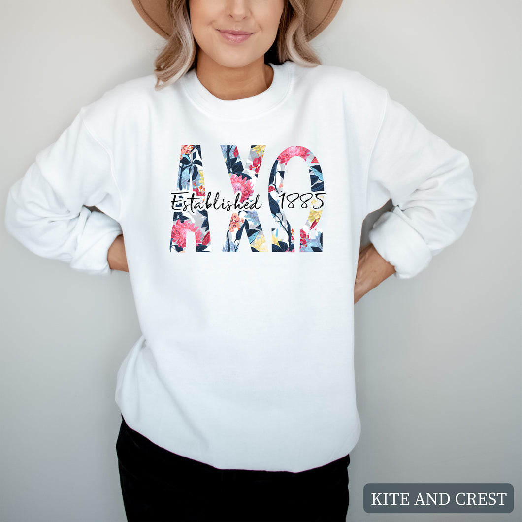 Floral Block Sorority Crewneck Sweatshirt