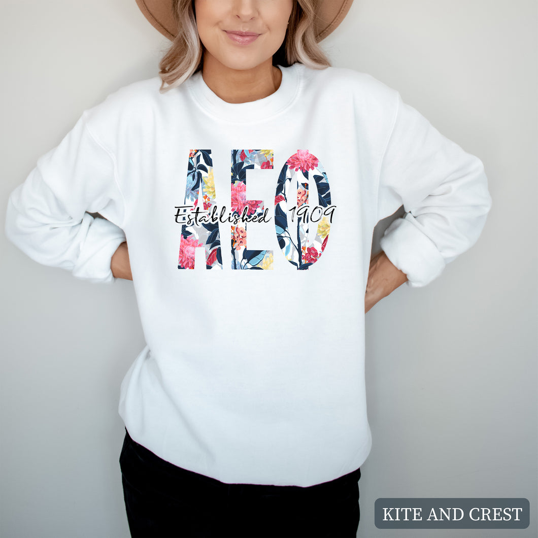 Floral Block Sorority Crewneck Sweatshirt