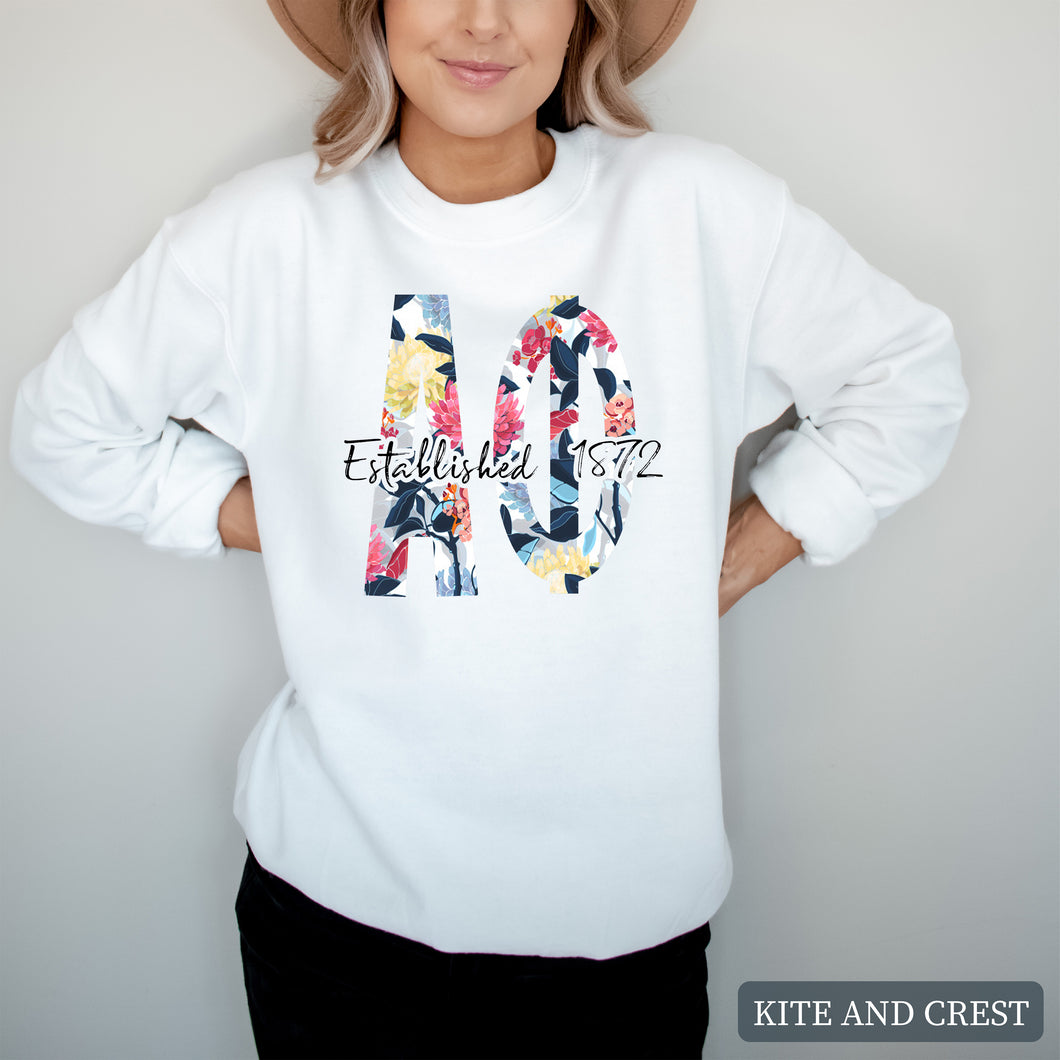 Floral Block Sorority Crewneck Sweatshirt