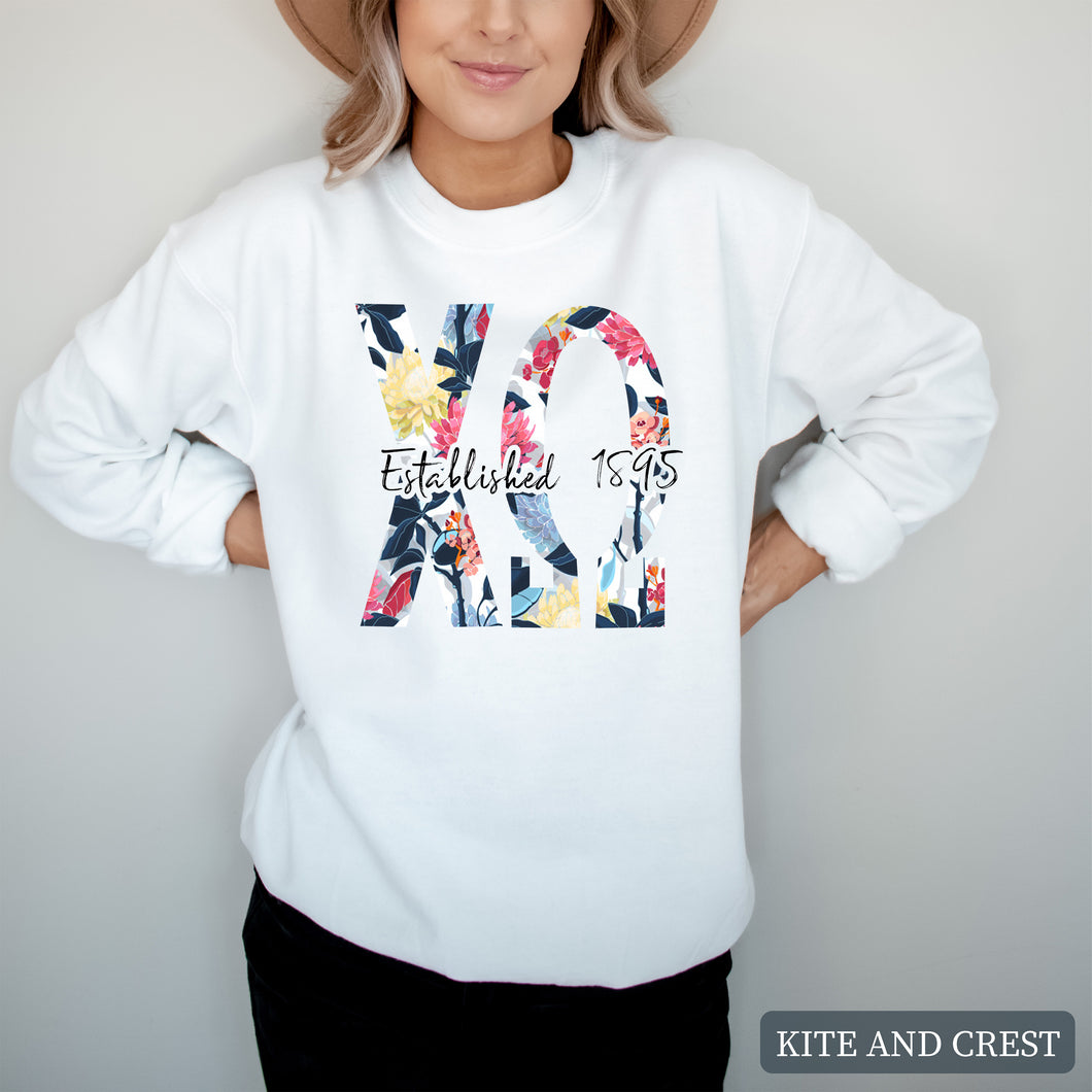 Floral Block Sorority Crewneck Sweatshirt