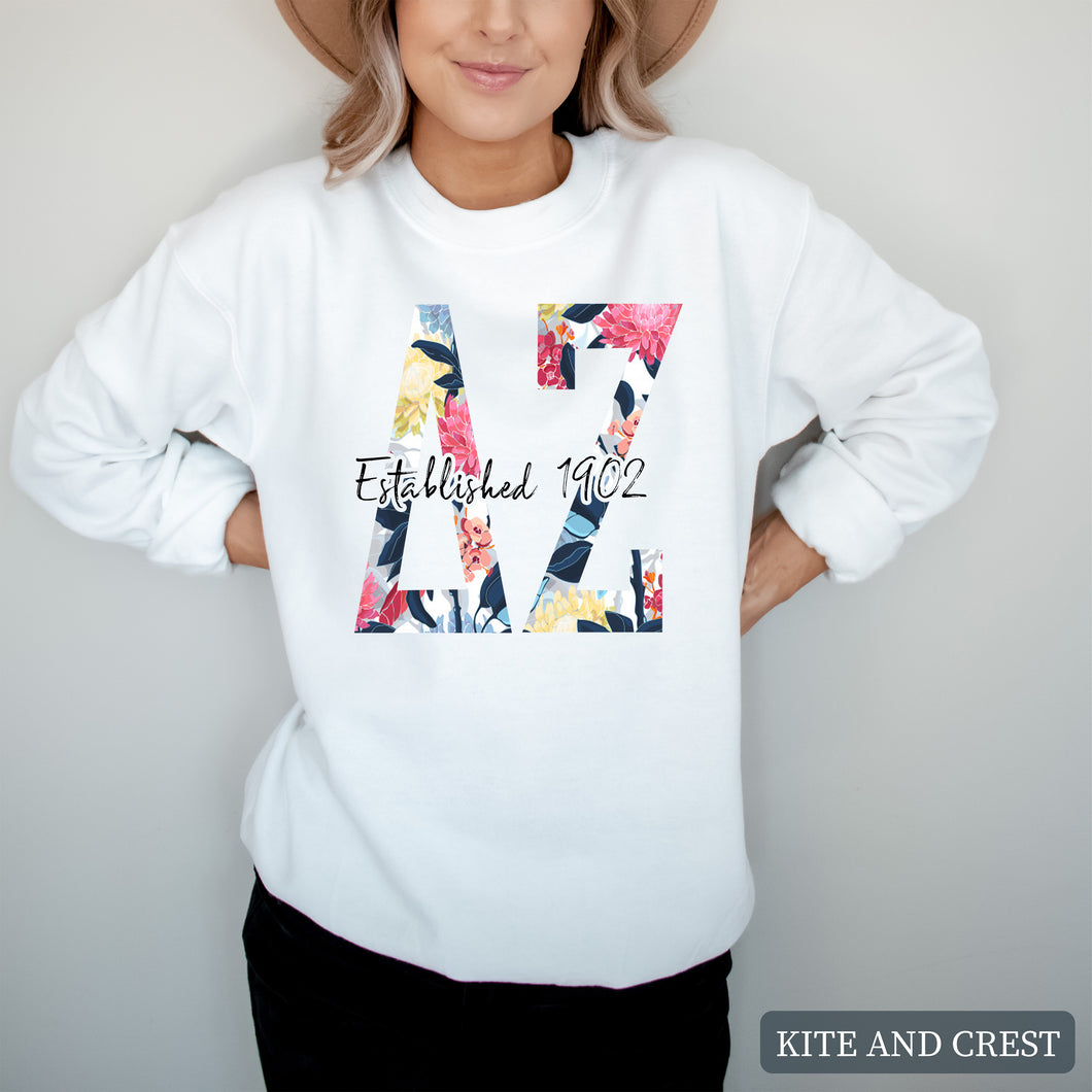 Floral Block Sorority Crewneck Sweatshirt