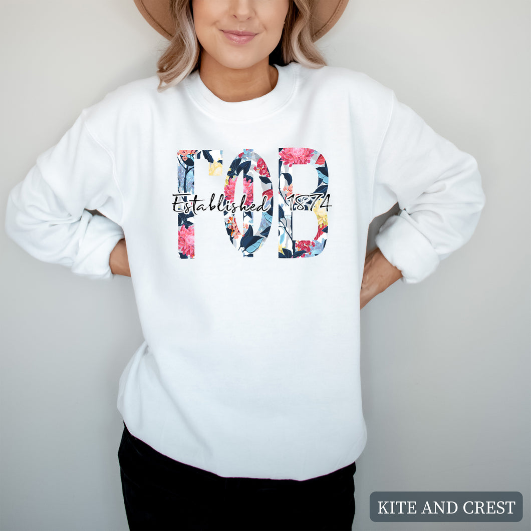 Floral Block Sorority Crewneck Sweatshirt