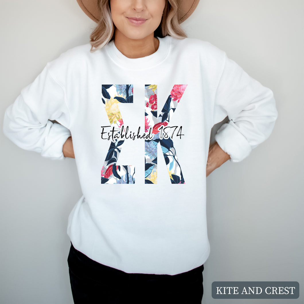 Floral Block Sorority Crewneck Sweatshirt