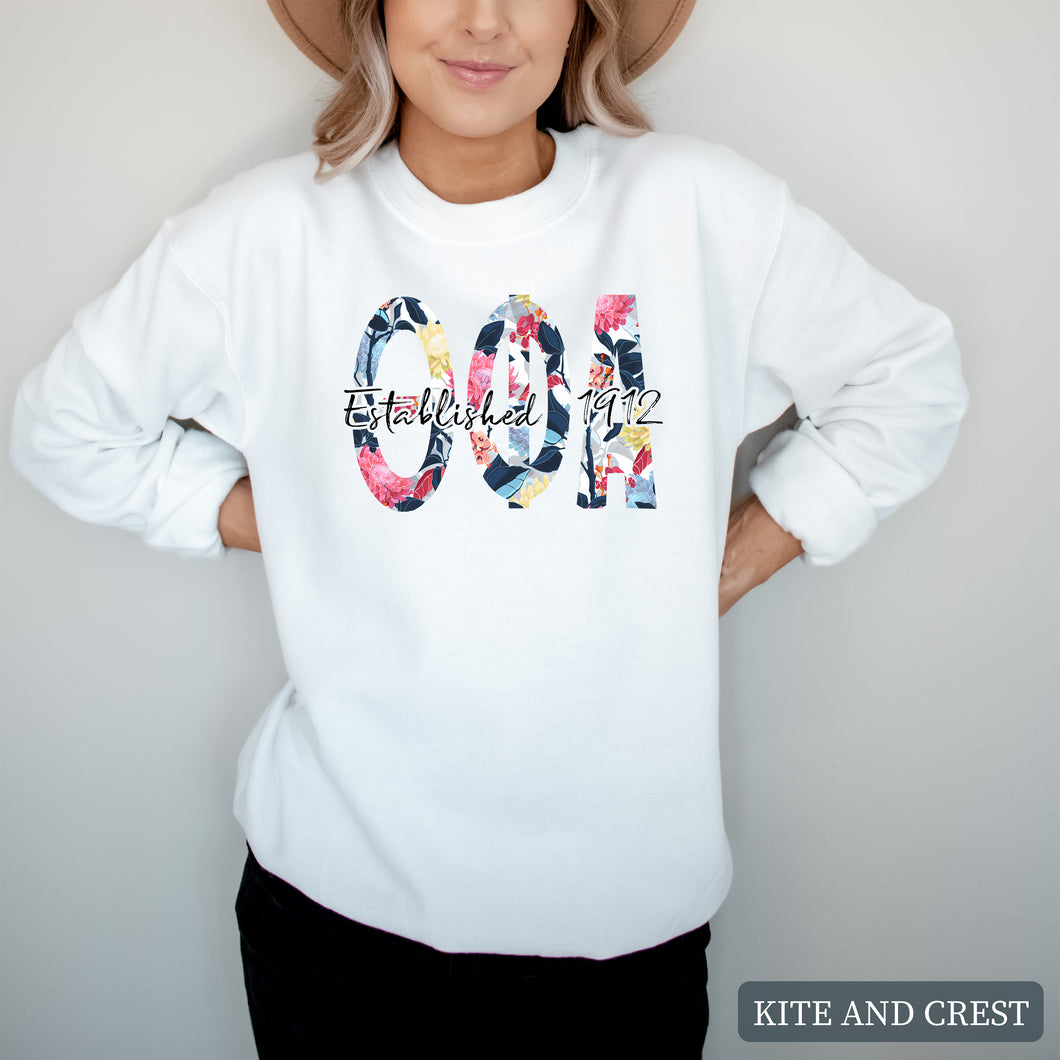 Floral Block Sorority Crewneck Sweatshirt