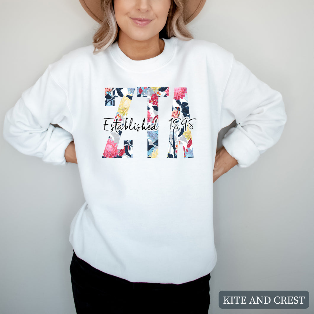 Floral Block Sorority Crewneck Sweatshirt