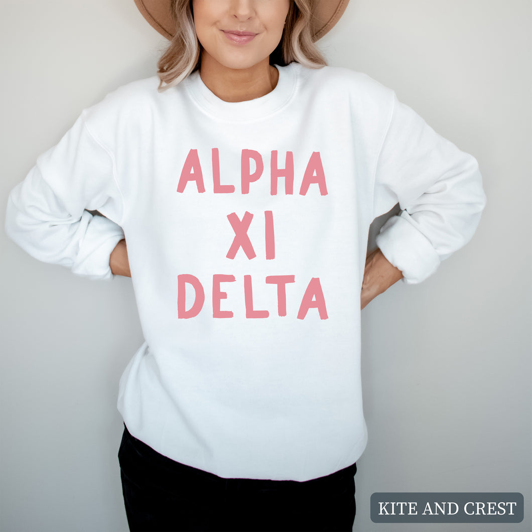 Sweatshirt |pinkBubble Letters Crewneck Sweatshirt | Sorority Gift Idea