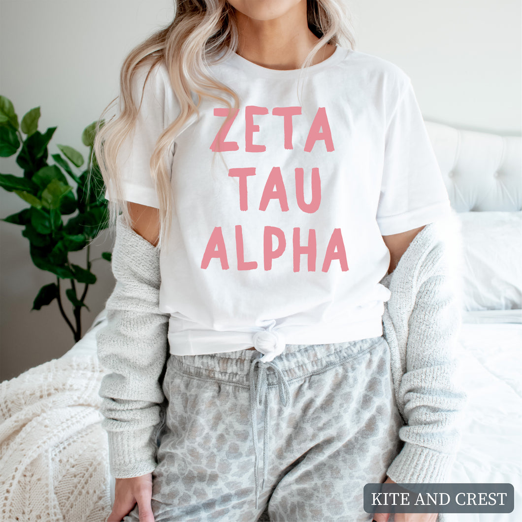 T-Shirt |pinkBubble Letters Shirt | Sorority Gift Idea