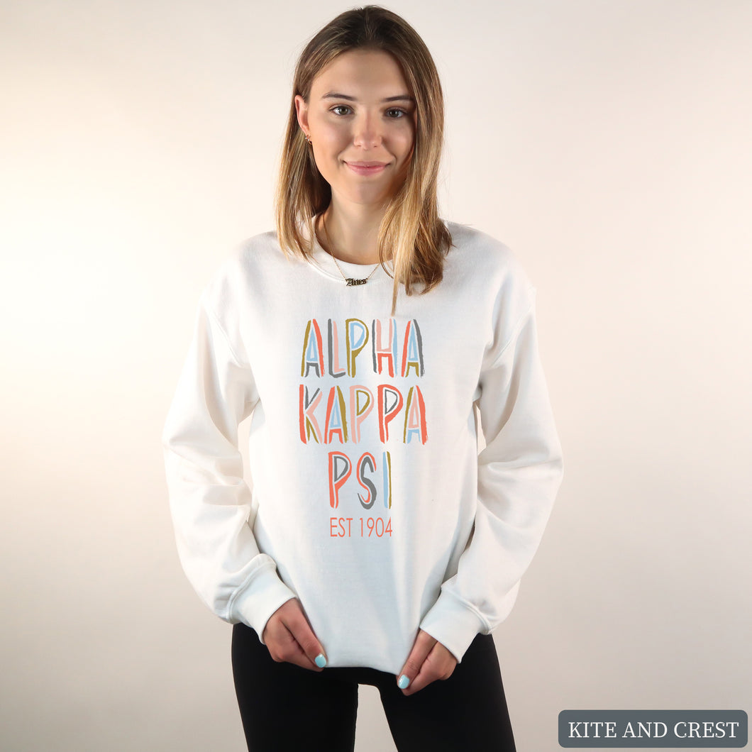 Pastel Stencil Sweatshirt - Fraternity Crewneck Sweatshirt