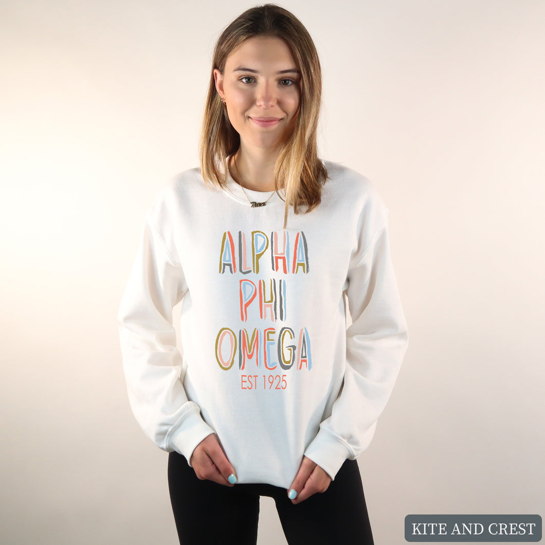 Pastel Stencil Sweatshirt - Fraternity Crewneck Sweatshirt