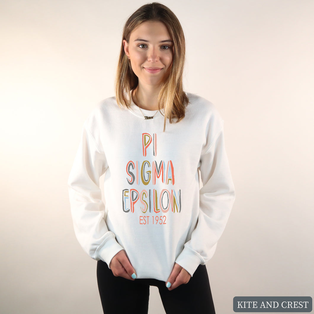 Pastel Stencil Sweatshirt - Fraternity Crewneck Sweatshirt