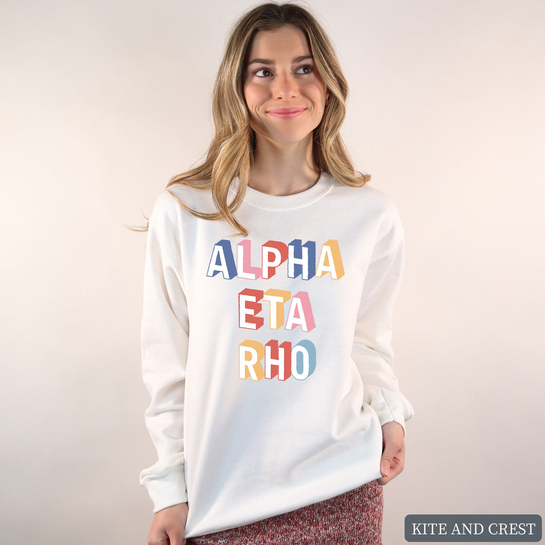 Colorful 3D Sweatshirt - Fraternity Crewneck Sweatshirt