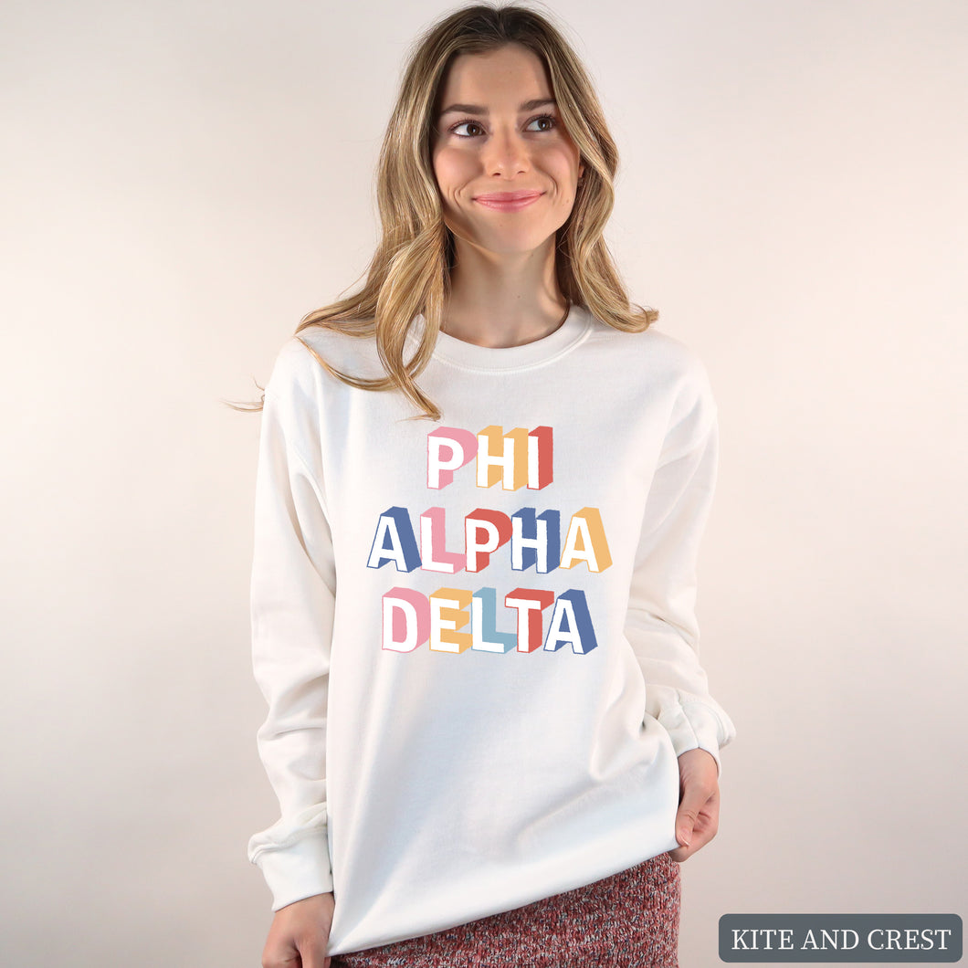 Colorful 3D Sweatshirt - Fraternity Crewneck Sweatshirt