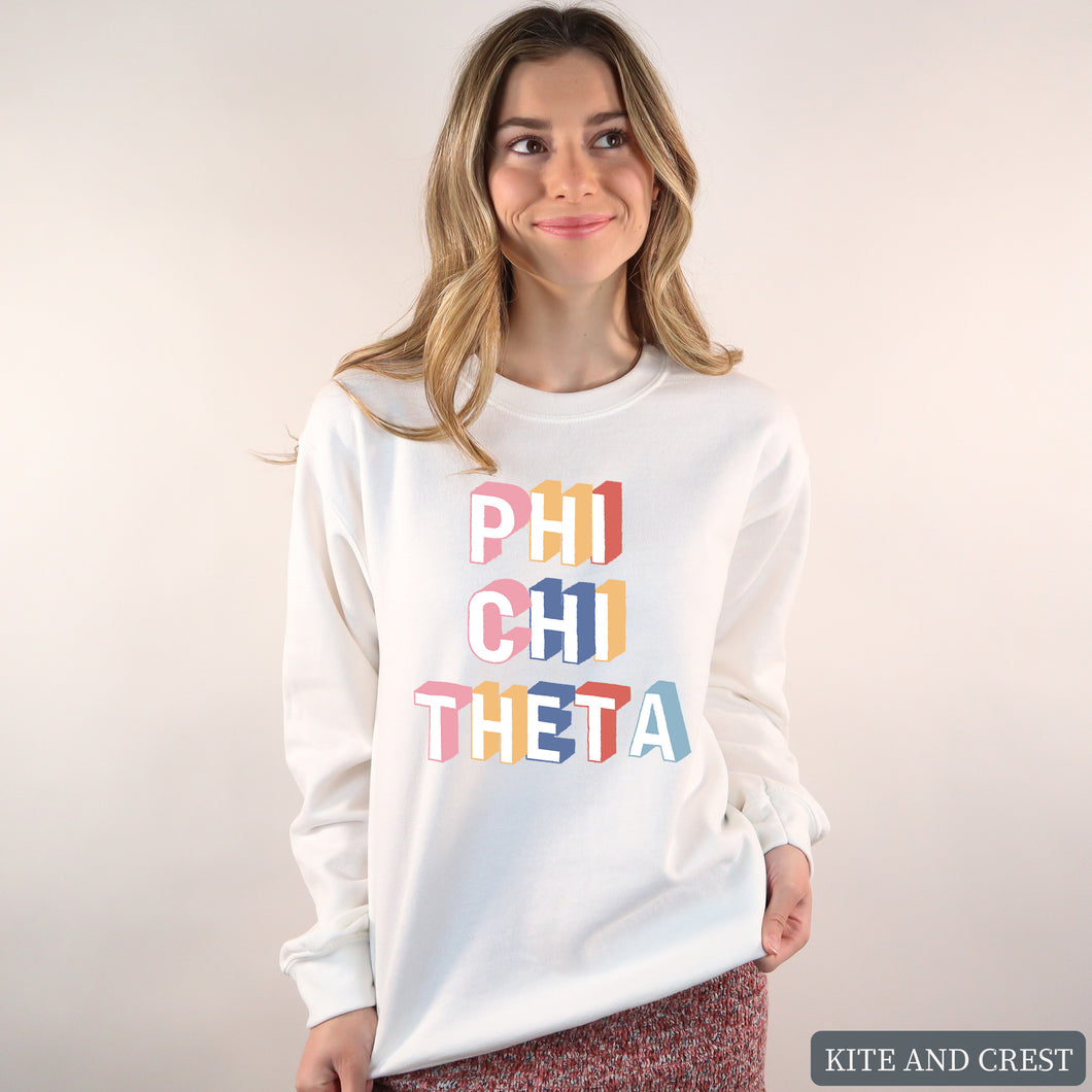 Colorful 3D Sweatshirt - Fraternity Crewneck Sweatshirt