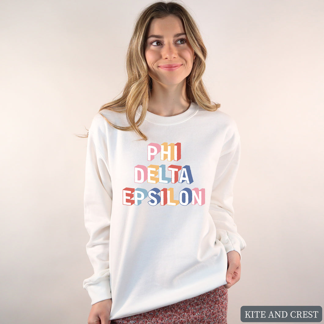 a Colorful 3D Sweatshirt - Fraternity Crewneck Sweatshirt