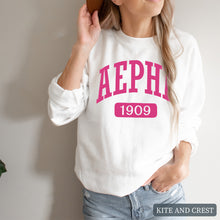 Load image into Gallery viewer, Sweatshirt | Large Established Crewneck Sweatshirt | Sorority Gift Idea
