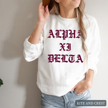 Load image into Gallery viewer, Sweatshirt | Old Type Written Crewneck Sweatshirt | Sorority Gift Idea
