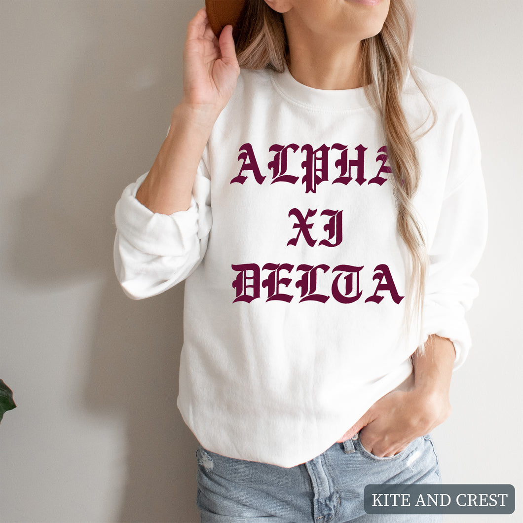 Sweatshirt | Old Type Written Crewneck Sweatshirt | Sorority Gift Idea