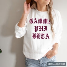 Load image into Gallery viewer, Sweatshirt | Old Type Written Crewneck Sweatshirt | Sorority Gift Idea
