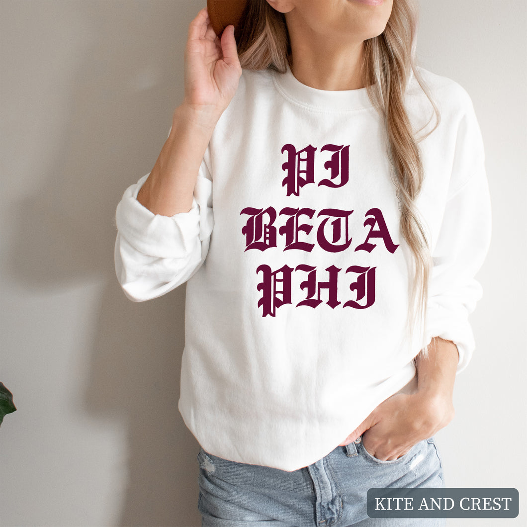 Sweatshirt | Old Type Written Crewneck Sweatshirt | Sorority Gift Idea