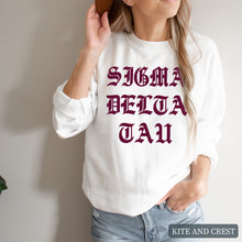 Load image into Gallery viewer, Sweatshirt | Old Type Written Crewneck Sweatshirt | Sorority Gift Idea
