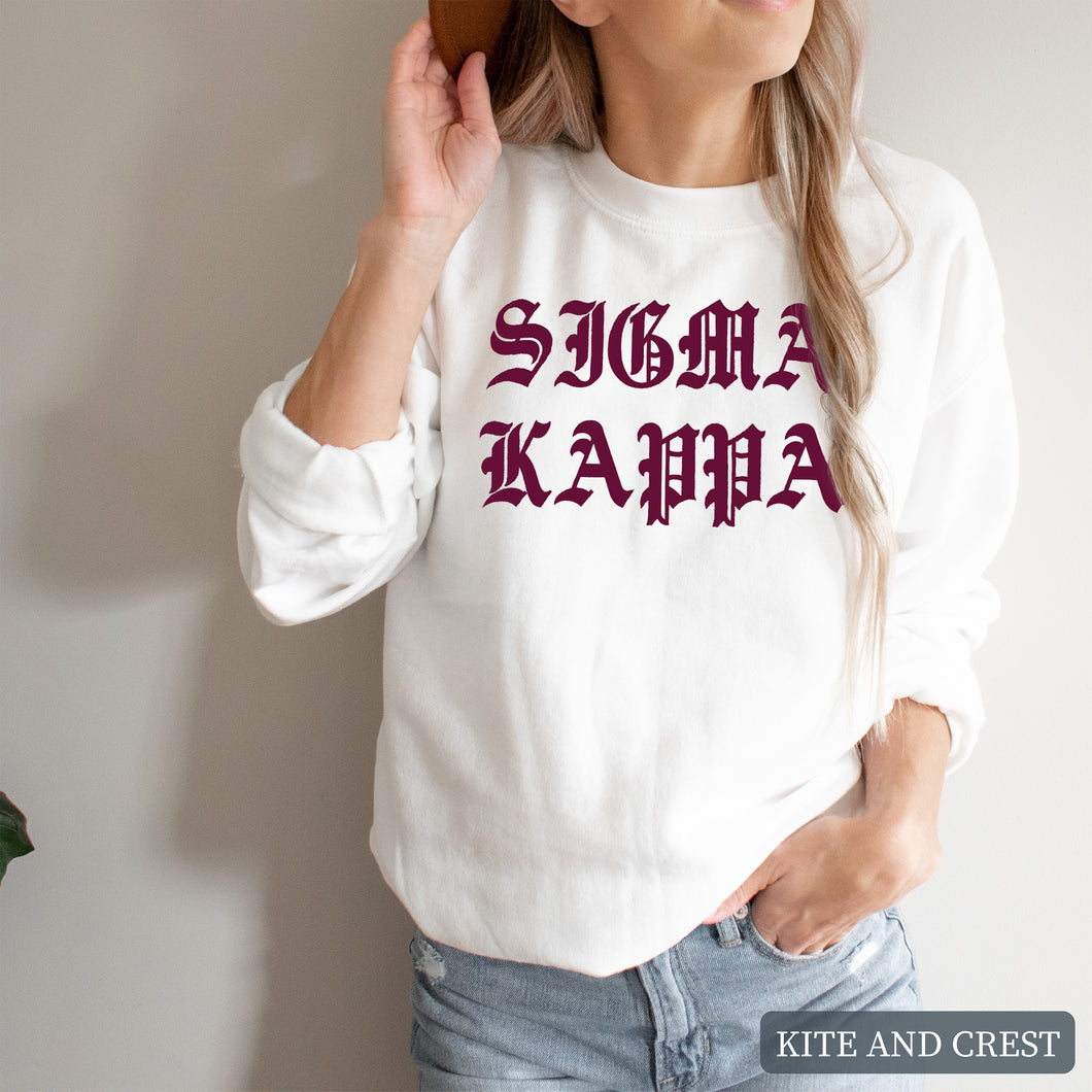 Sweatshirt | Old Type Written Crewneck Sweatshirt | Sorority Gift Idea