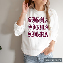 Load image into Gallery viewer, Sweatshirt | Old Type Written Crewneck Sweatshirt | Sorority Gift Idea
