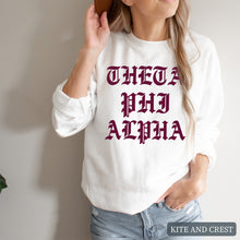 Load image into Gallery viewer, Sweatshirt | Old Type Written Crewneck Sweatshirt | Sorority Gift Idea
