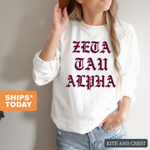 Load image into Gallery viewer, Sweatshirt | Old Type Written Crewneck Sweatshirt | Sorority Gift Idea
