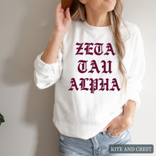 Load image into Gallery viewer, Sweatshirt | Old Type Written Crewneck Sweatshirt | Sorority Gift Idea
