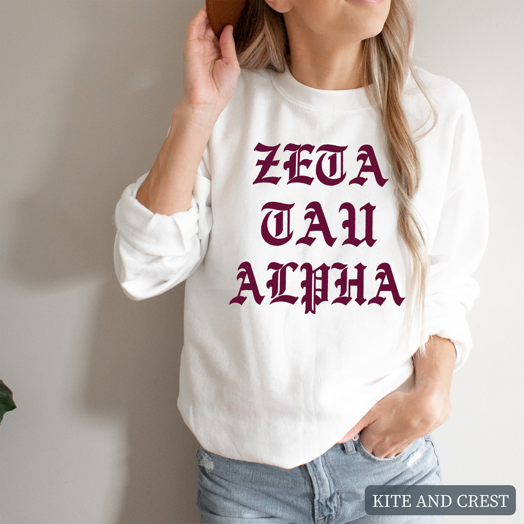 Sweatshirt | Old Type Written Crewneck Sweatshirt | Sorority Gift Idea