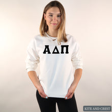 Load image into Gallery viewer, Sweatshirt | Basic Black Letters Crewneck Sweatshirt | Sorority Gift Idea
