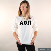 Load image into Gallery viewer, Sweatshirt | Basic Black Letters Crewneck Sweatshirt | Sorority Gift Idea
