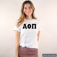 Load image into Gallery viewer, T-Shirt | Basic Black Letters Shirt | Sorority Gift Idea
