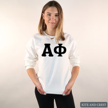 Load image into Gallery viewer, Sweatshirt | Basic Black Letters Crewneck Sweatshirt | Sorority Gift Idea
