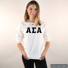 Load image into Gallery viewer, Sweatshirt | Basic Black Letters Crewneck Sweatshirt | Sorority Gift Idea
