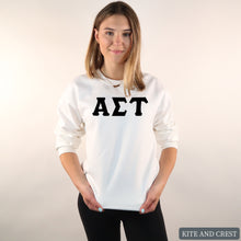 Load image into Gallery viewer, Sweatshirt | Basic Black Letters Crewneck Sweatshirt | Sorority Gift Idea
