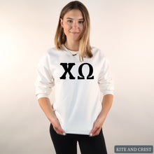 Load image into Gallery viewer, Sweatshirt | Basic Black Letters Crewneck Sweatshirt | Sorority Gift Idea
