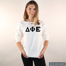 Load image into Gallery viewer, Sweatshirt | Basic Black Letters Crewneck Sweatshirt | Sorority Gift Idea
