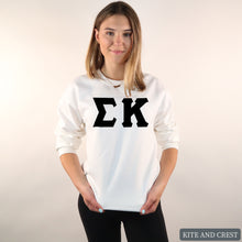 Load image into Gallery viewer, Sweatshirt | Basic Black Letters Crewneck Sweatshirt | Sorority Gift Idea
