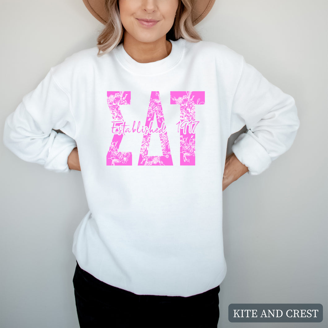 nk Floral Sorority Crewneck Sweatshirt