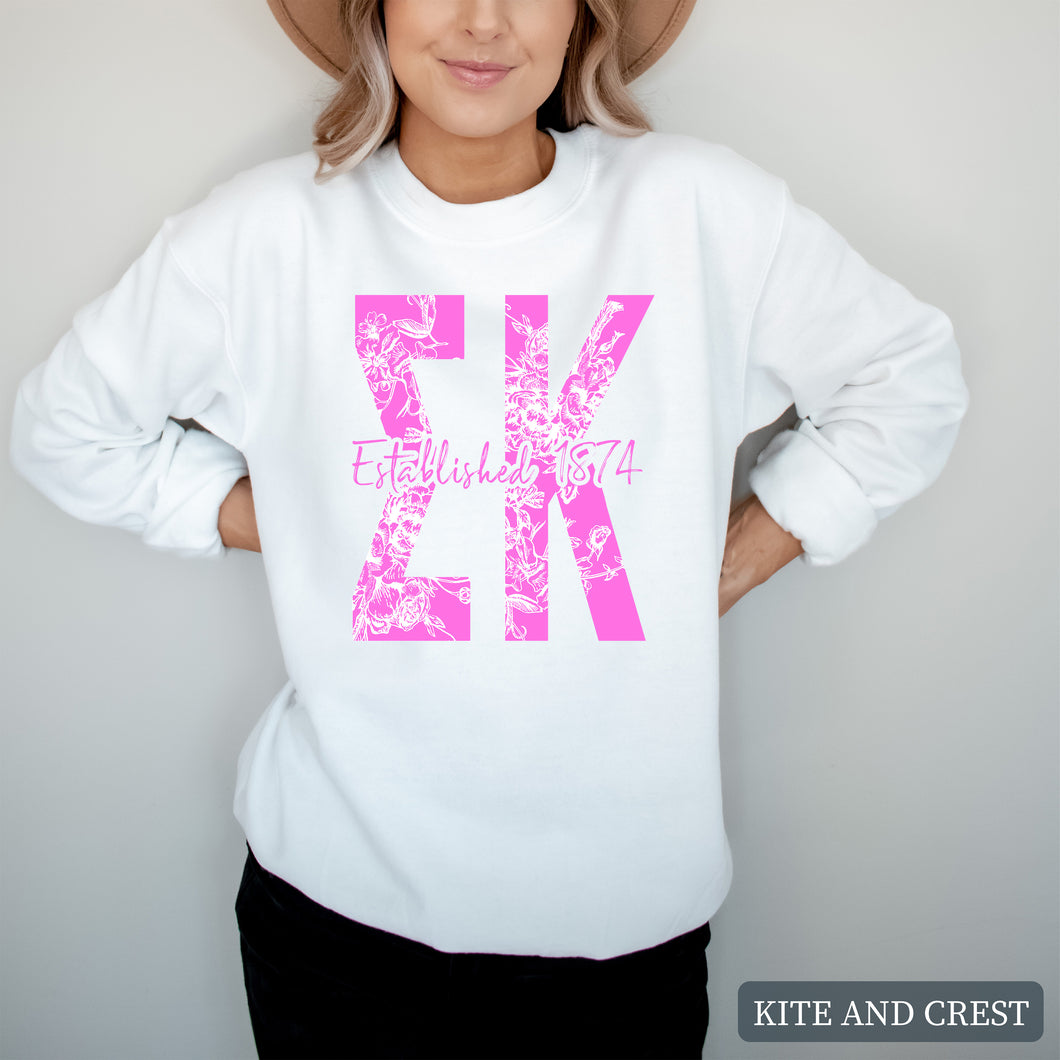 nk Floral Sorority Crewneck Sweatshirt