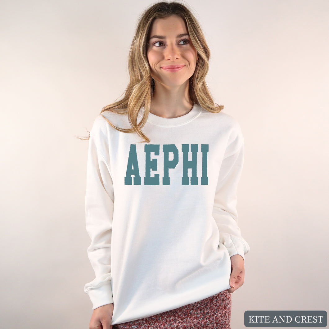 Sweatshirt - Blue Retro Crewneck Sweatshirt