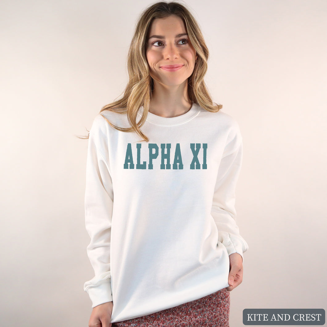 Sweatshirt - Blue Retro Crewneck Sweatshirt