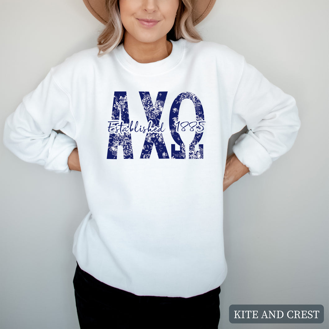 Blue Floral Sorority Crewneck Sweatshirt