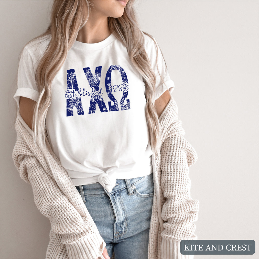 Blue Floral Sorority T-Shirt