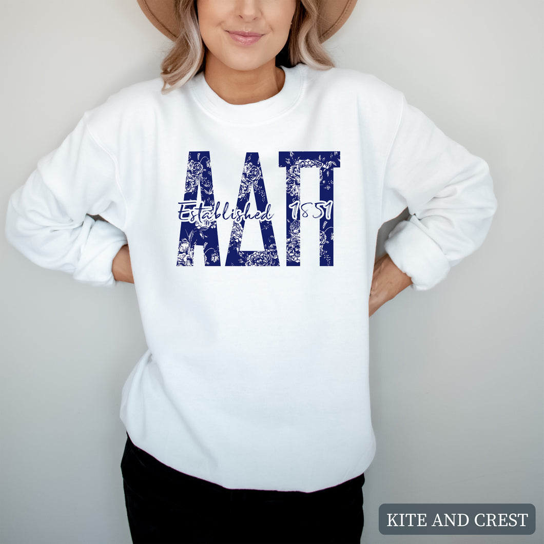 Blue Floral Sorority Crewneck Sweatshirt